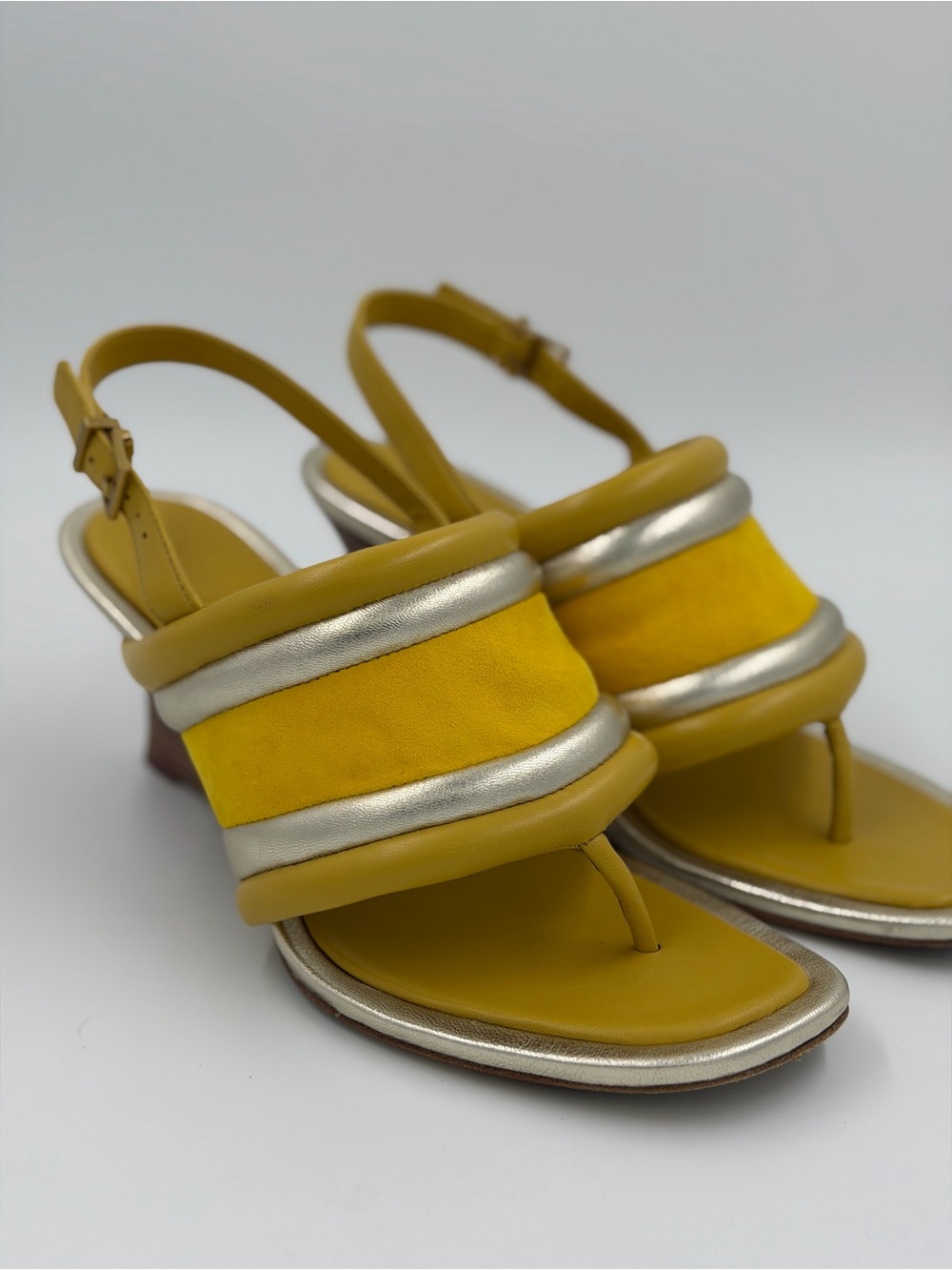 Tory Burch Puffy 65mm Wedge Sandals – Goldfinch / Golden Sunset – Size 8